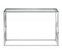 Allure Glass Console Table with Silver Cross Base