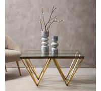 Allure Gold Stainless Steel Square Coffee Table with Four Pincer Legs