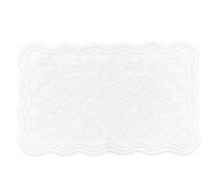 Allure Gracie Jacquard Scalloped Bath Mat, 100% Cotton Bathroom Rug, Soft, Absorbent & Quick Drying Floor Rug, Vintage Floral Bathroom Mat, Machine Washable (White)