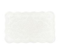 Allure Gracie Jacquard Scalloped Bath Mat, 100% Cotton Bathroom Rug, Soft, Absorbent & Quick Drying Floor Rug, Vintage Floral Bathroom Mat, Machine Washable (Cream)