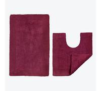 Allure Heavyweight 2 Piece Bath and Pedestal Mat Set, 100% Cotton, Reversible, Large Size (Beetroot)