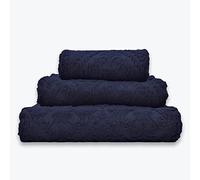 Allure Jacquard Hand Towel 50 x 90cm, Pack of 2 Floral Textured Design, Supersoft, Washable, 100% Cotton (Navy)