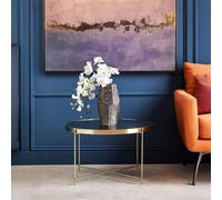 Allure Large Side Table - Round - Black Mirrored - Brushed Bronze Legs