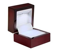 Allure - Luxury Ring Box With LED Light, Authentic Mahogany Wood With White Leatherette Insert, Square Elegant Diamond Ring Case, For Unique Proposal Or Wedding, Small Jewelry Display Gift Box.