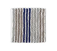 Allure Luxury Striped Bobble Shower Mat 50 x 50cm, Hand-Woven Supersoft Microfibre Thick Navy Square Bath Mat