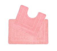 Allure Non Slip Bath Mat Set 2 Piece Bath and Toilet Mat Set - Easy Care Super Soft Microfibre Pile (Blush Pink)