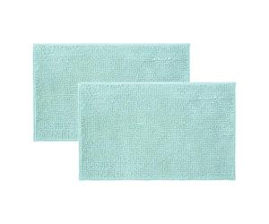 Allure Pack of 2 Chenille Bobble Bath Mat Non Slip 50 x 80cm - Soft, Absorbent, Easy Care (Duckegg)