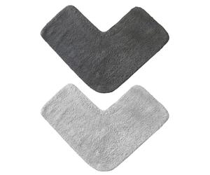 Allure Pack of 2 Corner Shower Mats - 100% Cotton L-Shaped Bath Mat Supersoft & Absorbent (Charcoal & Dove Grey)