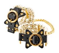 Allure - Pearl Beaded Black Wrist Cuffs