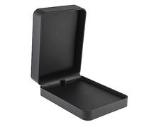 ALLURE - Rich Leatherette Necklace/Pendant Box, Premium Black Luxury Diamond Necklace/Pendant Case, Soft Velvet Interior. Matching Black Interior Leather for Proposals, Engagement, Wedding Anniversary