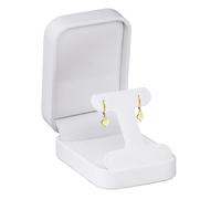 ALLURE - Rich Leatherette T-Style Earring Box, Premium White Luxury Diamond T-Style Earring Case, Soft Velvet Interior. With Matching White Interior Leather Ideal for Proposals, Engagement, Wedding