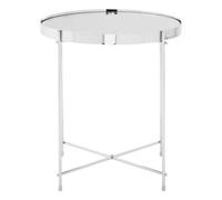Allure Silver Mirrored Glass Round Side Table with Chrome Legs