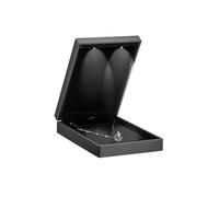 Allure - Small Necklace Box With LED Light, Square Shaped, Elegant Diamond Necklace Case, For Unique Proposal, Engagement Or Wedding, Luxury Black Velvet Interior Jewelry Display Gift Box.