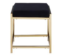 Allure Stool - Black Velvet Fabric - Gold Legs