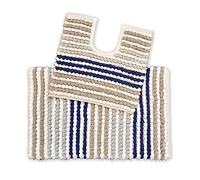 Allure Striped Chunky Bobble 2 Piece Bath Mat & Toilet Mat Set - Thick, Hand-Woven, Super Soft Bathroom Rugs (Navy)