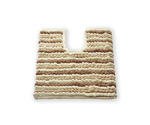 Allure Striped Chunky Bobble Toilet Mat 50 x 50cm - Thick, Hand-Woven, Super Soft, Multi-Coloured Pedestal Mat