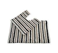 Allure Striped Chunky Bobble Two Piece Bath Mat & Toilet Mat Set - Thick, Hand-Woven, Super Soft, Bathroom Rugs (Monochrome)