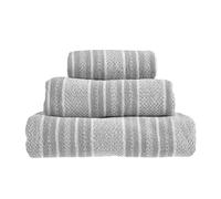 Allure Striped Hand Towel 50 x 90cm, Pack of 2, 100% Cotton 500gsm, Super soft, Absorbent, Washable (Grey)