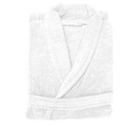 Allure Terry Towelling Bathrobe - 100% Cotton Unisex Shawl Robe for Men, Women (L/XL, White)