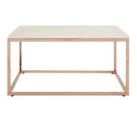 Allure White Marble Square Coffee Table with Rose Gold Base