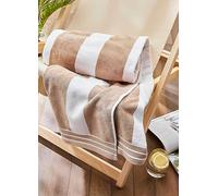 Allure Beach Fashions Jumbo Cabana Stripe Beach Towels - 100 x 180cm (Taupe), Brown