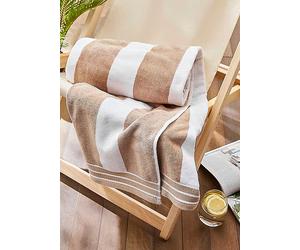 Allure XL Cabana Stripe 100% Cotton Beach Towel Natural