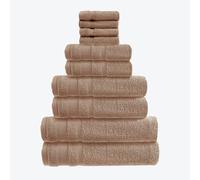 Allure Zero Twist 10 Piece Towel Set - 4 Face Cloths, 2 Hand Towels, 2 Bath Towels, 2 Bath Sheets, 100% Egyptian Cotton (Mocha)