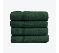 Allure Zero Twist Face Cloths Pack of 4 30 x 30cm, 100% Egyptian Cotton Flannels (Dark Green)