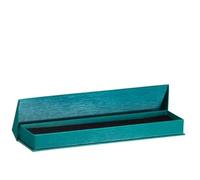 ALLUREPACK Teal Bracelet Box - Silk Brushed Cardboard Paper Jewelry Gift Box With Elite Modern Angled Closure, Velvet Topped Foam Interior.