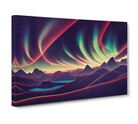Alluring Northern Lights Canvas Print | Gallery Wrapped 30mm Frame Wall Art | 30x20 inches | Ready to Hang | Contemporary Picture | Living Room Bedroom Lounge Office