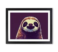 Alluring Sloth Framed Print | A3 Black Framed Wall Art | Ready to Hang | Modern Nature Picture | Living Room Bedroom Lounge Office