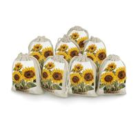 Alluring Sunflowers Summer 8-Pack Burlap Bags Drawstring Gift Bags Party Favors Bag Weddings Pouches for Holidays & Events