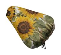 Alluring Sunflowers Summer Bike Seat Cover Waterproof Oxford Fabric, Universal Adjustable Bicycle Saddle Cover with Drawstring Easy Install Protective Rain Dust Covers for Women Men