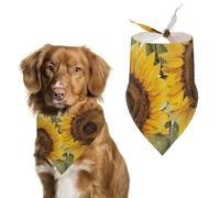 Alluring Sunflowers Summer Dog Bandanas for Feeding Grooming, Triangle Pet Bibs for Cats & Dogs Washable Fashion Pets Scarf for Party Travel 27.6 X 11.8 Inch