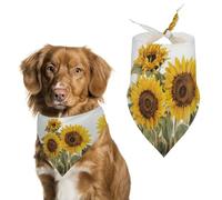 Alluring Sunflowers Summer Dog Bandanas for Feeding Grooming, Triangle Pet Bibs Washable Pets Scarf for Cats & Dogs