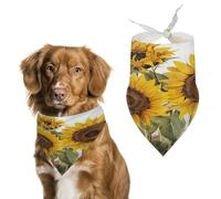Alluring Sunflowers Summer Pet Scarf Adjustable Pet Accessories Triangular Scarf Washable Floral Print Puppy Bib Bandana Stylish Comfortable Cat Scarves for Holiday Scarfs