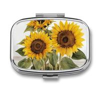 Alluring Sunflowers Summer Pill Case with 2 Compartment, Pill Organizer Portable Square Pill Box,Vitamin Pill Organizer for Pocket Purse and Travel