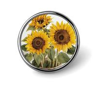 Alluring Sunflowers Summer Round Lapel Pins Backpack Pin Cute Brooch Decoration Brooches for Women Men Fashion Button Badges for Hat Backpacks Purses Jackets Shirt Suit
