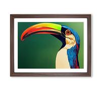 Alluring Toucan Bird H1022 BLK Framed Print for Living Room Bedroom Home Office Décor, Wall Art Picture Ready to Hang, Walnut A2 Frame (64 x 46 cm)