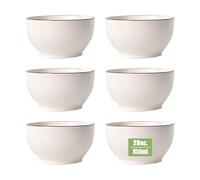 ALLUSEIT Cereal Bowls & Soup Bowls, 6-Piece 30oz Porcelain Bowl Set for Dinner, Oatmeal, Pasta, Rice, Ramen, 5.8" Ceramic Deep Small Bowl, Dishwasher & Microwave Safe
