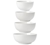ALLUSEIT Serving Bowls, 64-40-28-16 oz Nesting Bowl Set for Entertaining, Stripes White Ceramic Prep Bowls for Salad Pasta Dessert Cereal Ice Cream Soup Fruit Microwave & Dishwasher Safe