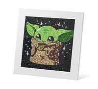 AllWenTo 5D Diamond Painting Kit for Kids with Wooden Frame Easy Small Anime Diamond Painting Full Drill Diamond Art Gem Painting for Beginners 7X7 inch (Baby Yoda)