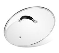 ALLWIN 12 Inch Glass Lid with Stainless Steel Handle - Clear Tempered Glass - Universally Fits Round Pans - Dishwasher Safe