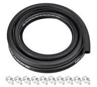ALLWIN 3/16 Inch ID Marine Grade Fuel Line with 4PCS Hose Clamps, 10FT NBR Rubber, 300PSI High-Pressure, Black, 1 Pack