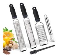 ALLWIN-HOUSEWARE Cheese Grater Zester Set of 5, 304 Stainless Steel with TPE Handle Kitchen Grater & Peeler & Slicer for Cheese, Lemon, Ginger, Garlic, Nutmeg, Fruits, Vegetables, Chocolate