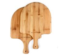ALLWINNER Bamboo Pizza Peel 12 inch Premium Wooden Pizza Peels for Making Pizza, Pizza Cutting Board 2 Pack…