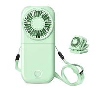 Allxin High-Speed Brushless Motor Handheld & Neck Fan, Mini Instant Cooling Fan with Powerful Airflow 4 Adjustable Speeds Portable Foldable Design (Fits in Wallet) (Turbo Green)