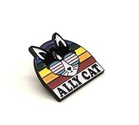 Ally Cat Solidarity Enamel Pin | For LGBTQ Allies, Nickel, no gemstone