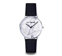 Ally Denovo Carrara Marble AM5010.1 Unisex Watch with Leather Strap Analogue Stainless Steel, Strap.
