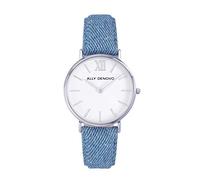Ally Denovo New Vintage Denim AF5006.2 Women's Watch with Leather Strap Textile Analogue Stainless Steel, Bracelet